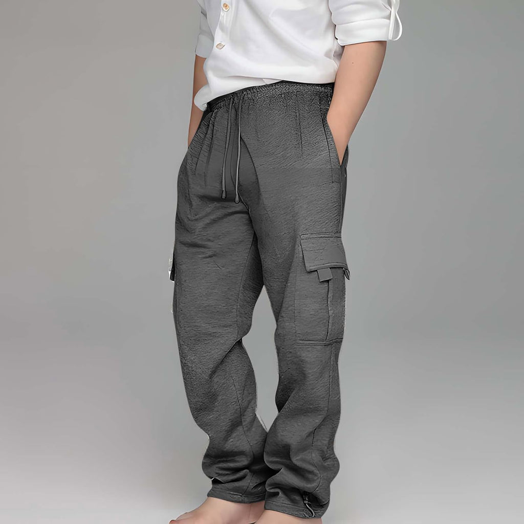 Boys Sweatpants Kids Drawstring Cargo Pants with Pockets Wide Leg Elastic Waist Baggy Jogger Back to School Clothes