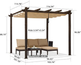 10' X 10' Outdoor Retractable Metal Pergola with Canopy Pati - Image 6