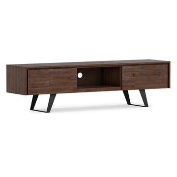 Lowry 72" Wide Acacia Wood TV Stand in Distressed Charcoal Brown