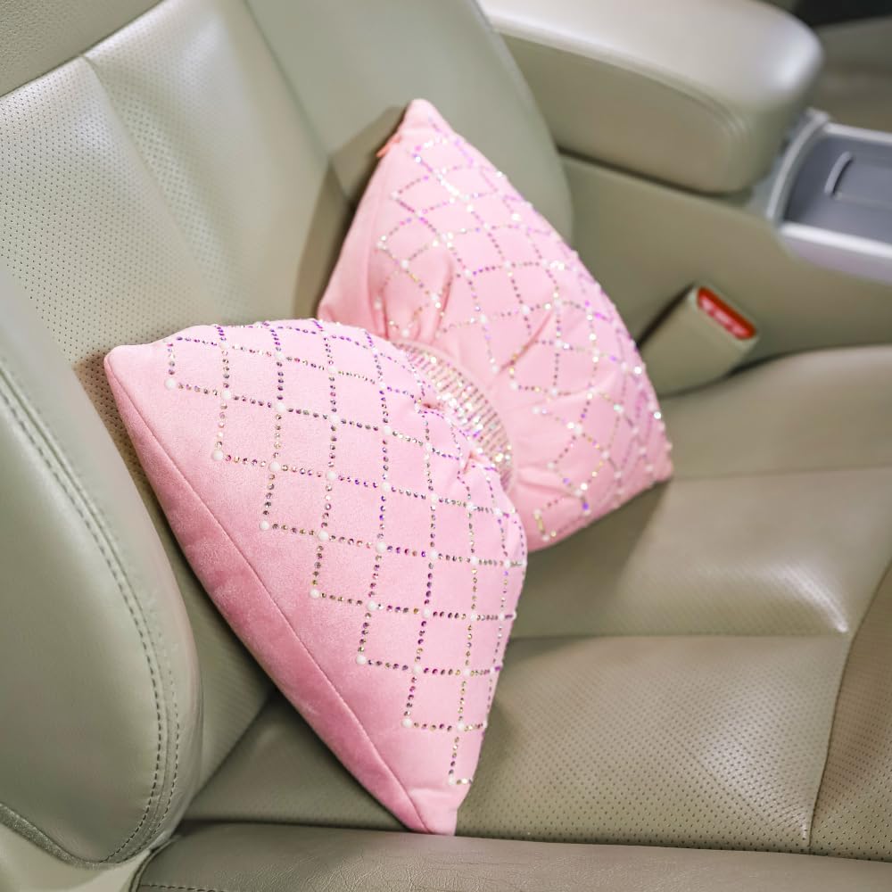 Pink Lumbar Support Pillow Decorative for Accent Chair Car Accessory Women