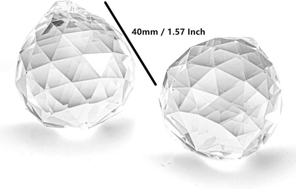 20 Pack Upgraded Crystal Ball Prism 40mm / 1.57 Inch Decorative Ball - Suncatcher Rainbow Pendants Maker - Perfect