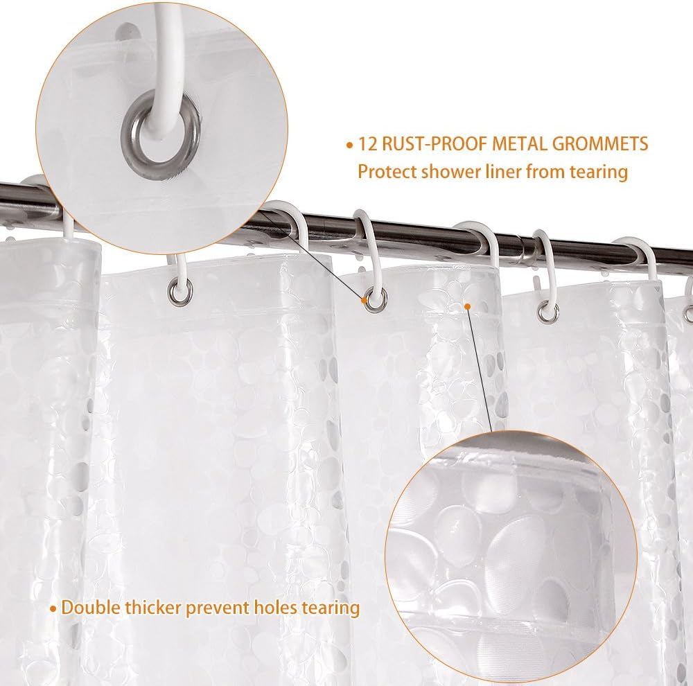 Extra Long Shower Curtain Liner, 72 x 84 Inch EVA Water Repellent Shower Curtain with 3 Magnets, Heavy Duty, No
