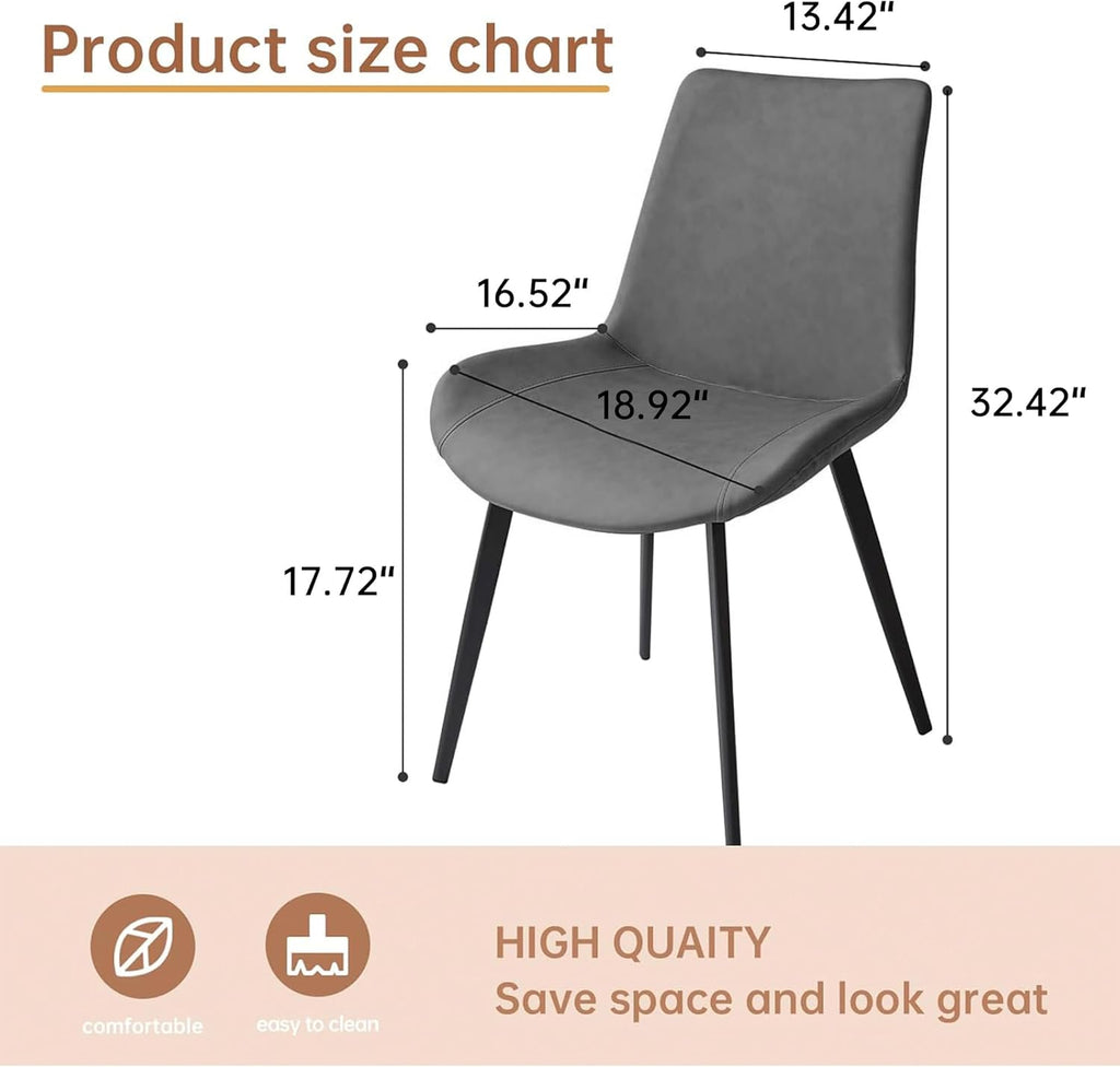 Dining Chairs Set of 4, Modern Kitchen & Dining Room Chairs, Upholstered Faux Leather Cushion Seat and Sturdy Metal