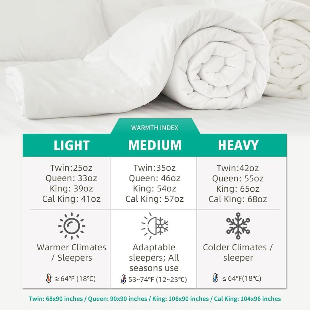 Down Comforter Queen, All Season Duvet Insert, 100% Organic Cotton Cover