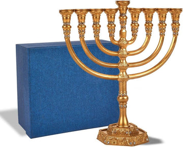 Zion Judaica Temple Style Hanukkah - Solid-Weight Candle Gift Boxed Traditional Chanukah Candle Holder Fits Standard