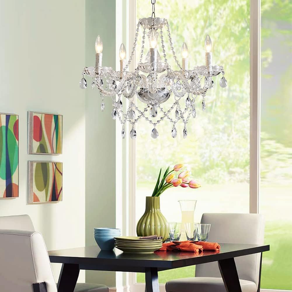 5 Light Modern Contemporary Elegant K9 Crystal Glass Chandelier Pendant Ceiling Lighting Fixture A100-B00YSMM5PO