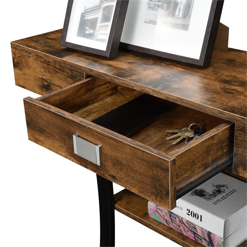 Newport Harri Console Table, Barnwood/Black