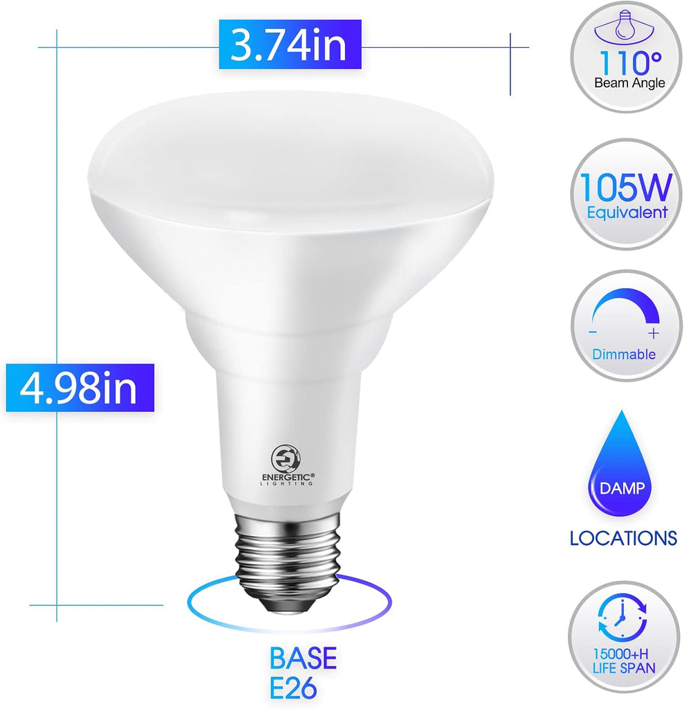 LED Recessed Light Bulbs BR30, 105W Equivalent, 1500LM, Dimmable, Daylight 5000K, Indoor Flood Lights for Recessed
