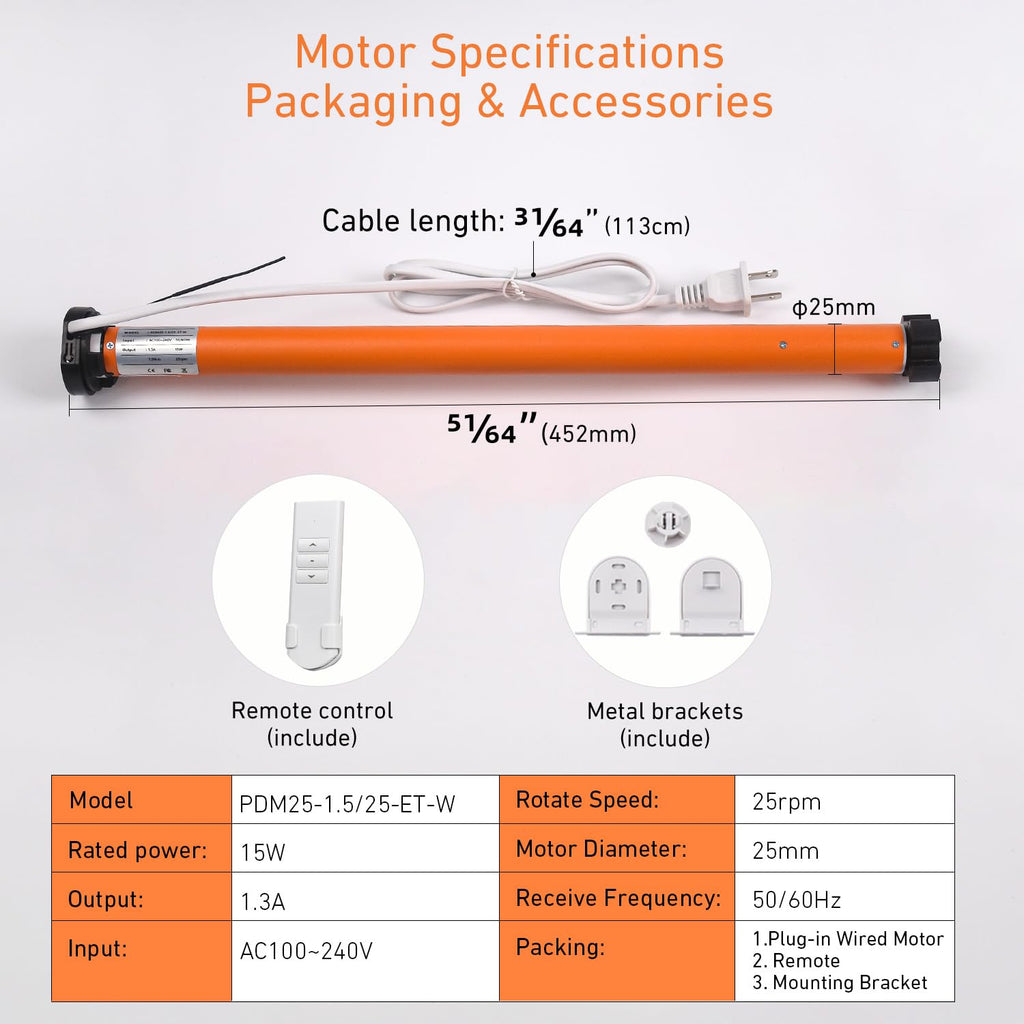 Tuya WiFi Smart Roller Shade Motor for 1.5" (38mm) Tubes - Compatible with Alexa & Google Home - App/Timer Control