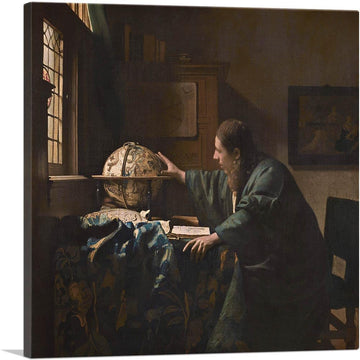The Astronomer 1668 Canvas Art Print Stretched Framed Painting Picture Poster Giclee Wall Decor by Johannes Vermeer