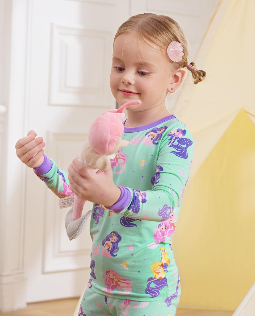 Bamboo Viscose Toddler Girls Kids Pajamas Unicorn Mermaid Pjs Long Sleeve Snug fit 12M- 2pcs Soft Jammies
