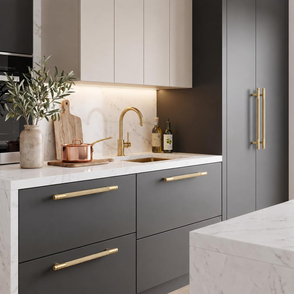 18 Inch(457mm) Drawer Appliance Handles Knurled Gold Cabinet Pulls Drawer Pulls Kitchen Hardware Kitchen