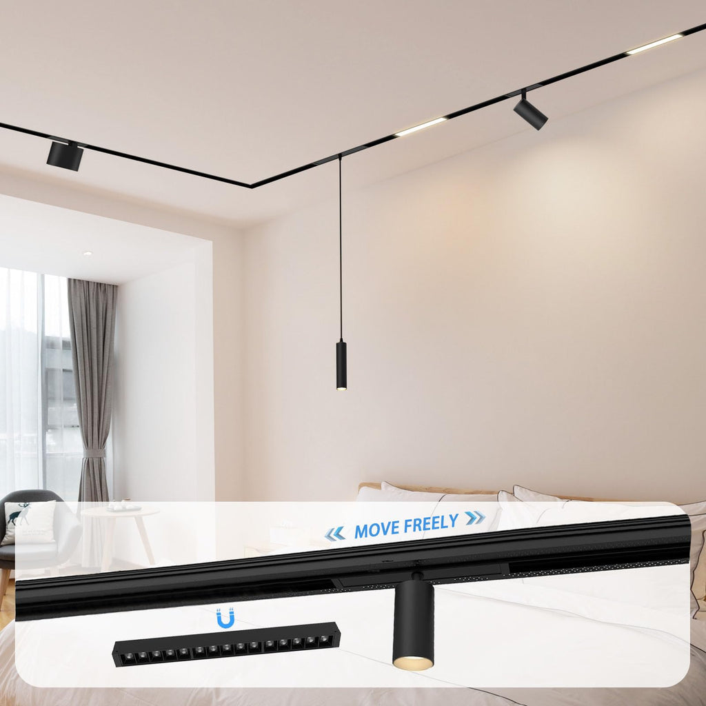 Magnetic Track Lighting Rail, 4-Wire Recessed Aluminum Rail