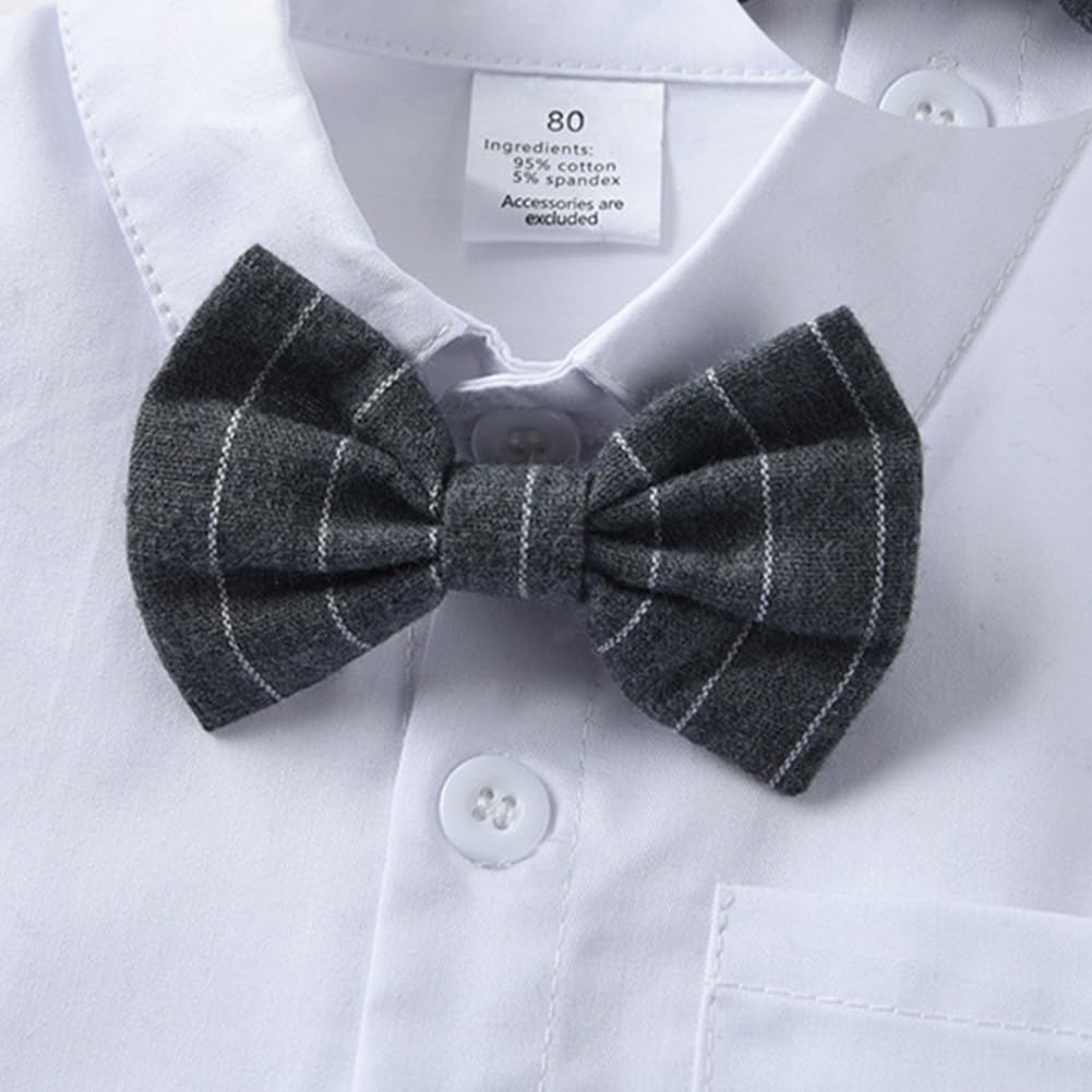 Toddler Kids Baby Boys Fall Winter Outfits Long Sleeve Shirt with Bowtie + Vest Waistcoat +Long Pants Overalls Clothes