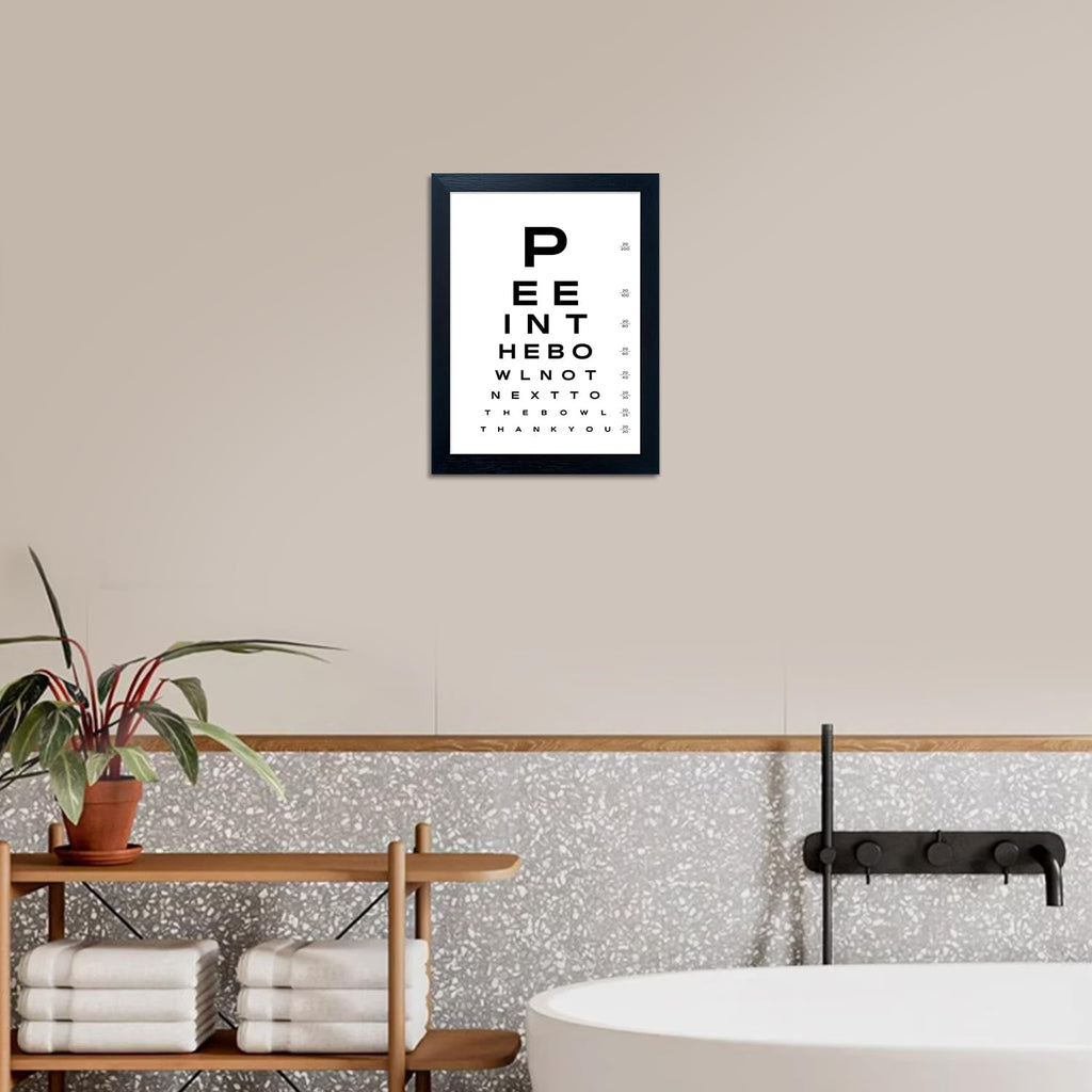 Framed Funny Bathroom Signs Black and White Bathroom Wall Art Eye Chart Painting Humor Canvas Print Poster Fun Toilet