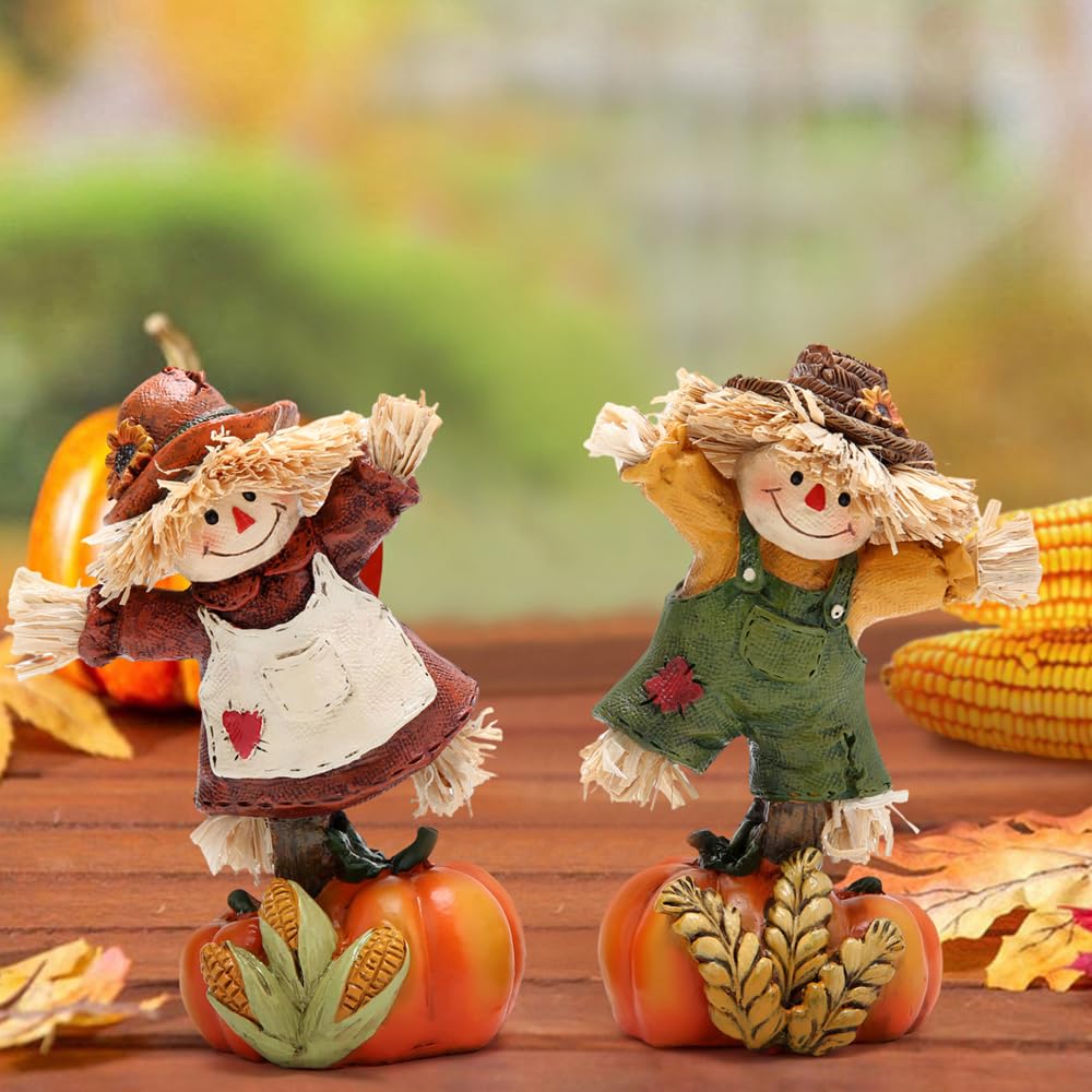 Fall Scarecrow Pumpkin Figurines, Thanksgiving Decor