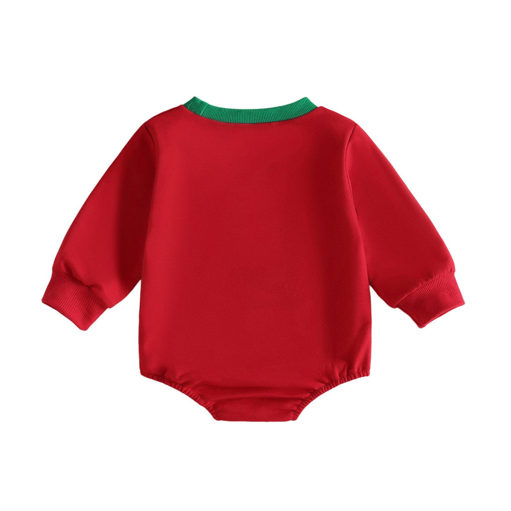Baby Girl Christmas Outfit Velvet Bow Bubble Romper Onesie