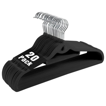 Velvet Clothing Hangers Slim Stackable Non-Slip Black Suit Hanger Space Saving Clothes Hanger Heavy Duty Adult