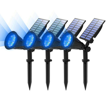 Blue Solar Spotlights, Solar Lights Outdoor Waterproof, Auto ON/Off Adjustable Solar Garden Pond Lights for Tree