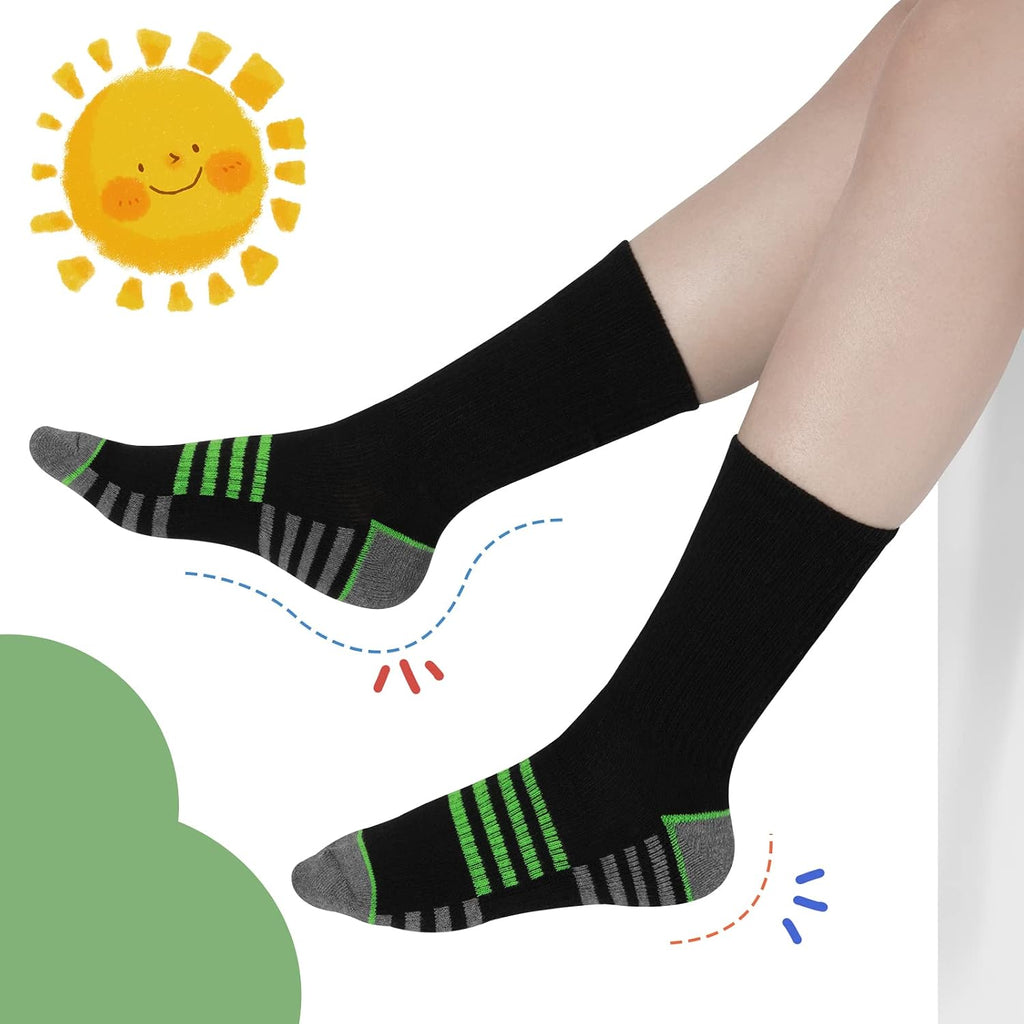 Boys Crew Socks For Kids Old Athletic Long Socks With Cushioned Sole 6 Pairs