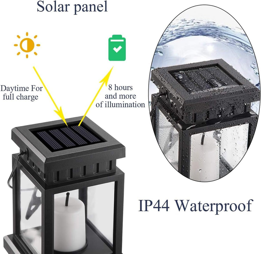 8 Pack Solar Hanging Lantern Outdoor, Candle Effect Light