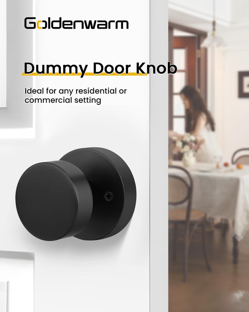 Matte Black Door Knobs Interior, Black Dummy Door Knobs 4 Pcs