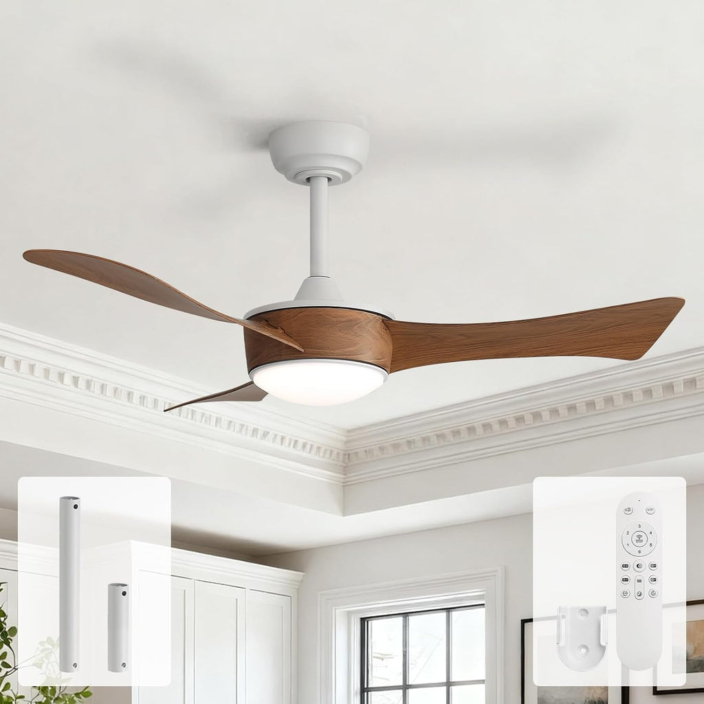 42 Inch Ceiling Fans with Lights-Modern Small Bedroom Ceiling Fan with Remote Control, Plug-in Blades Quick Install