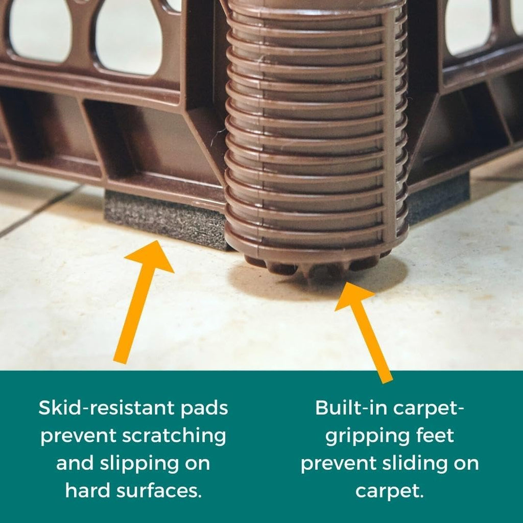 Extra Wide Dog Gate with Small Pet Door. 38.5" to 103.5" Wide. Cat Gate for Doorway. Made in USA. 26" Tall, Brown