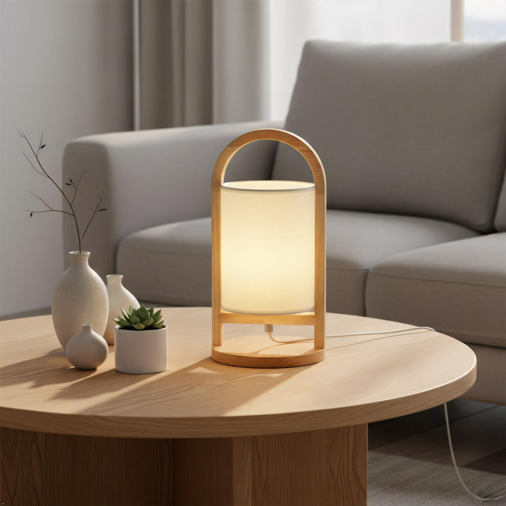 Table Desk Lamp, Japandi Minimalism Nordic Nightstand Night Light Japanese Handle Lamp Home Decor, End Table or Office