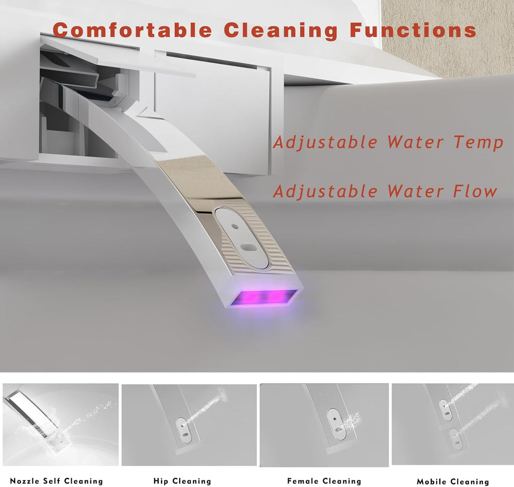 WinZo Luxury Smart Toilet, 1.28 Intelligent Bidet Toilet with Auto Flush, Heated Seat with Warm Water and Dryer