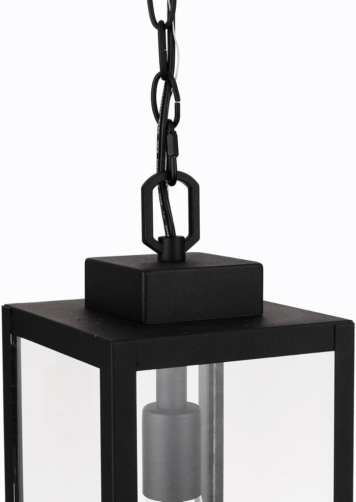 Marin 1 Light 16.25 in. Textured Black Finish Ceiling Mount Outdoor Pendant with Clear Glass Shade