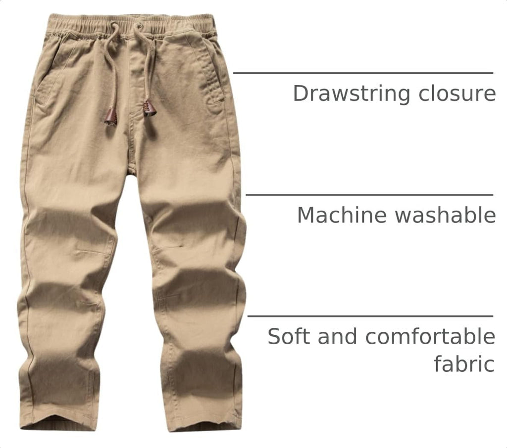 Boys' Solid Color Drawstring Elastic Waist Chino Pants