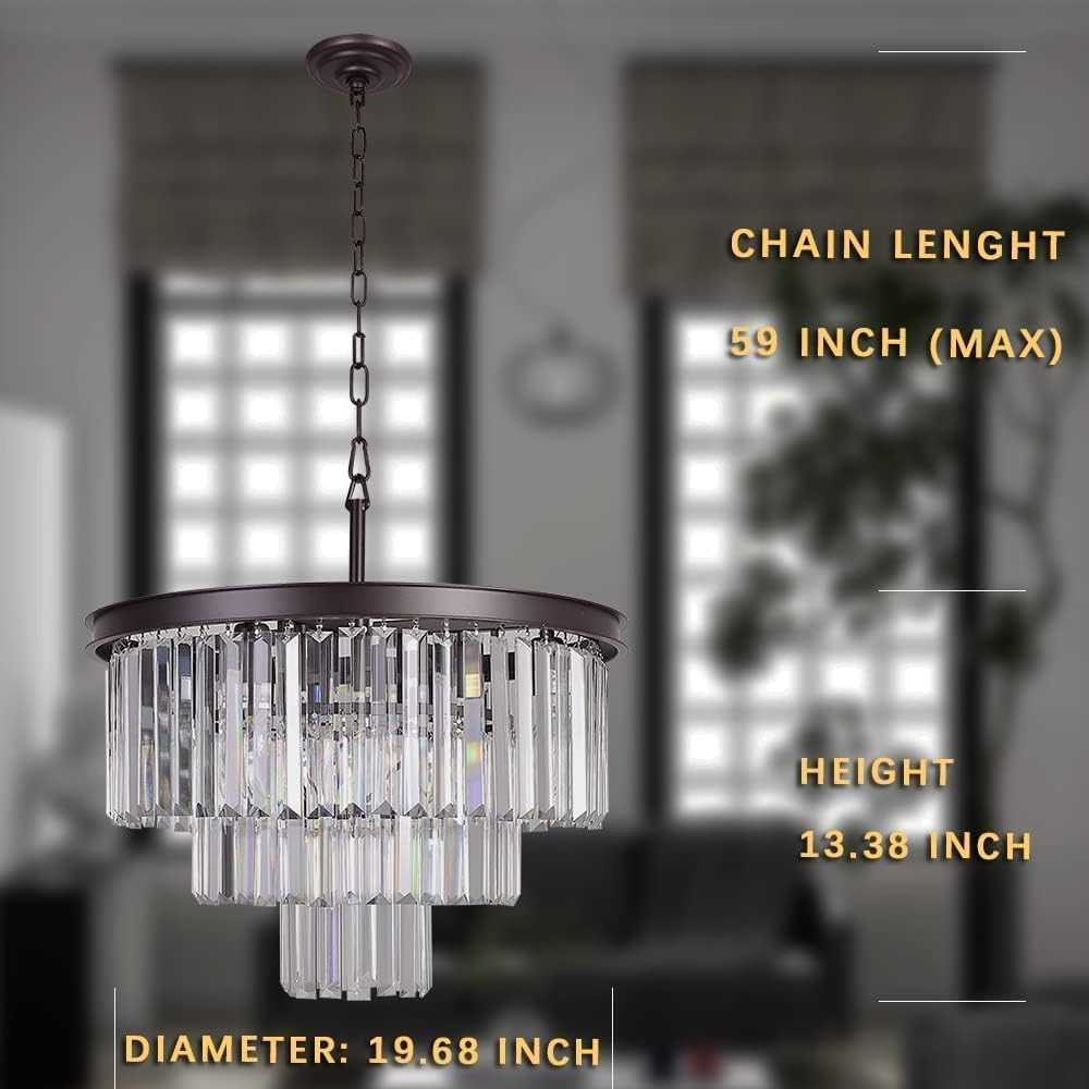 Inspired Odeon Style Bronze Crystal 3-Tier Modern Chandelier - A107-B08FY4NMNG