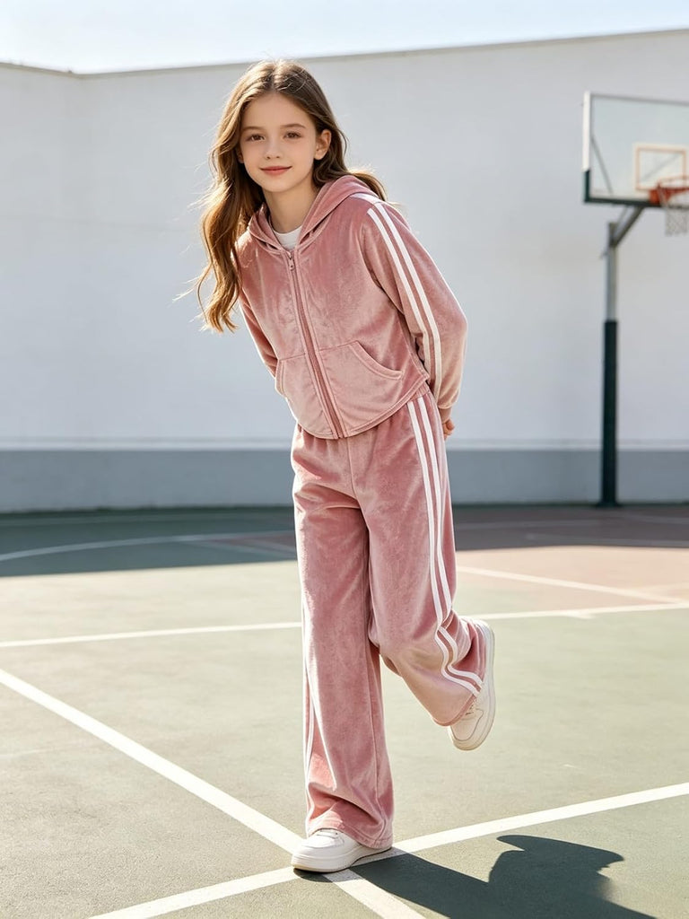 Girls 2 Piece Clothes Long Sleeve Top Wide Leg Pants Teen Outfits
