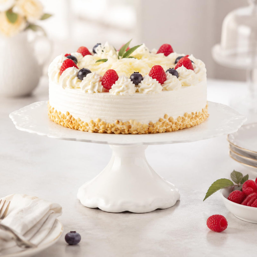 12 Inch Ceramic Cake Stand, White Pedestal Dessert Plate for 10 Inch Cakes