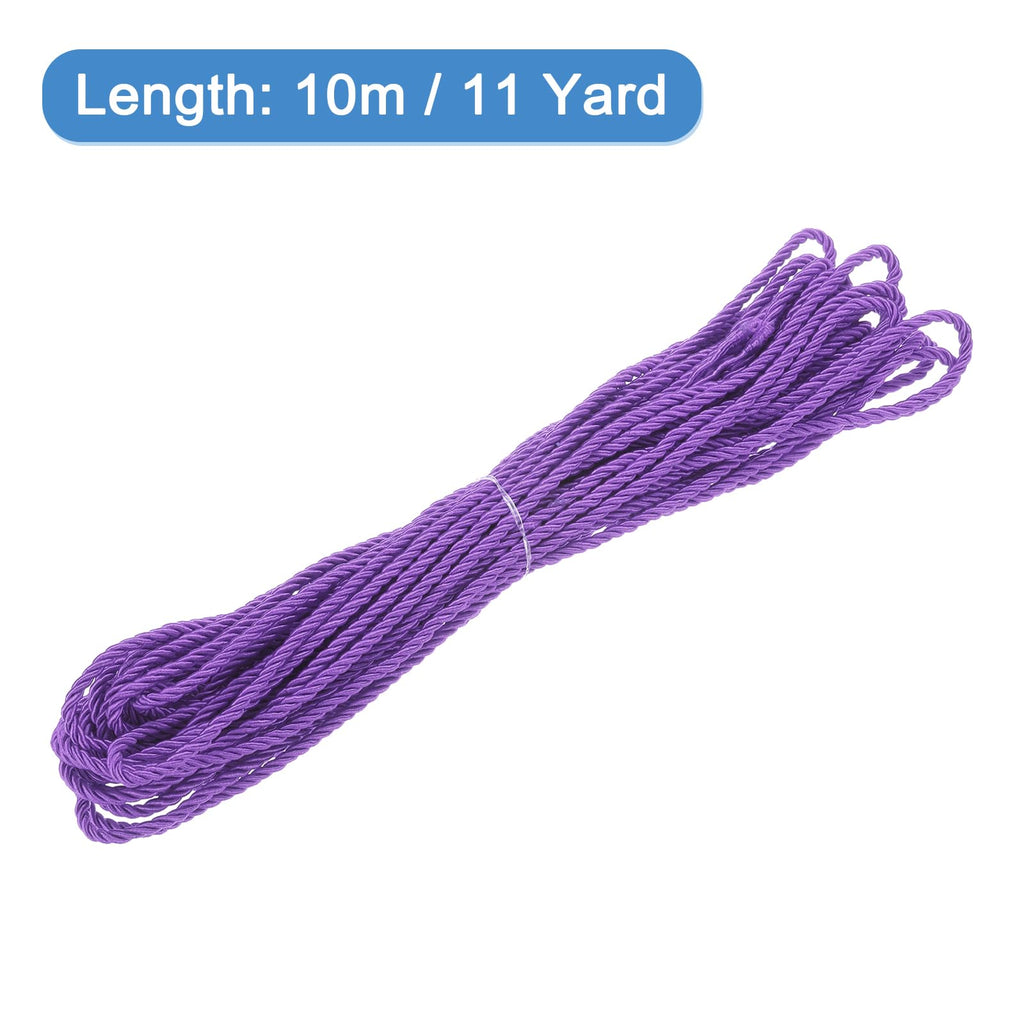 Twisted Cord Trim, 11 Yard 3mm 3-Ply Twine Braided Rope Shiny Thread String for Craft Gift Bag Curtain Christmas