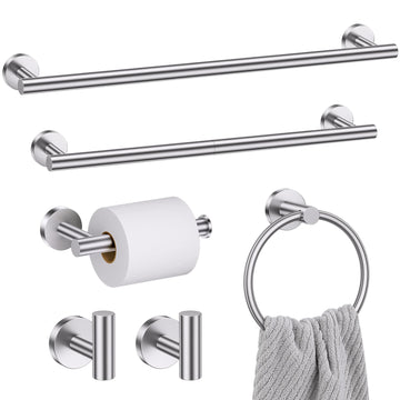 Brushed Nickel Bathroom Hardware Set, 6 Pieces Towel Bar Bathroom Accessories Set Toilet Paper Holder Towel Holder