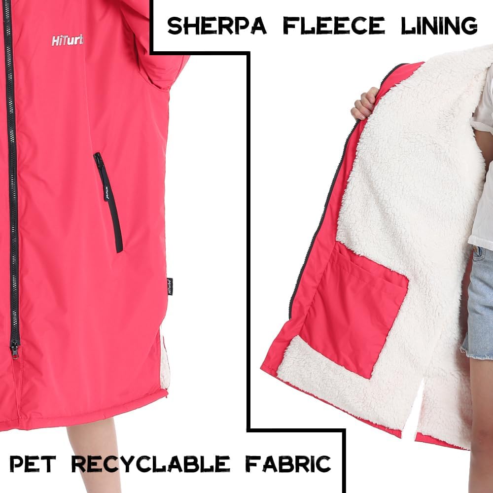 Warm Kids Swim Parka: Waterproof Changing Robe Sherpa Lined