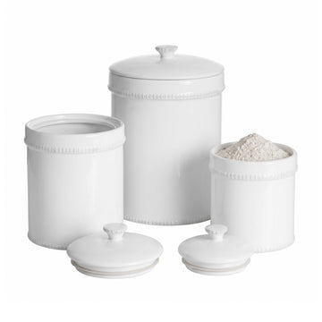 Ceramic Canister w/Lids Bianca Dash White, 3PC