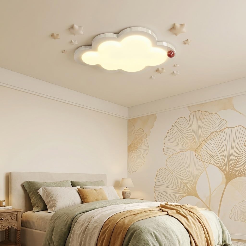 Modern Cloud Ceiling Light, Creamy White Flush Mount Light Fixture, Minimalist LED Ceiling Lamp, Nordic Style