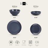 Lauren Modern Stoneware 16-piece Round Dinnerware Set, Plates and bowls Set, Dish set for 4, Charcoal