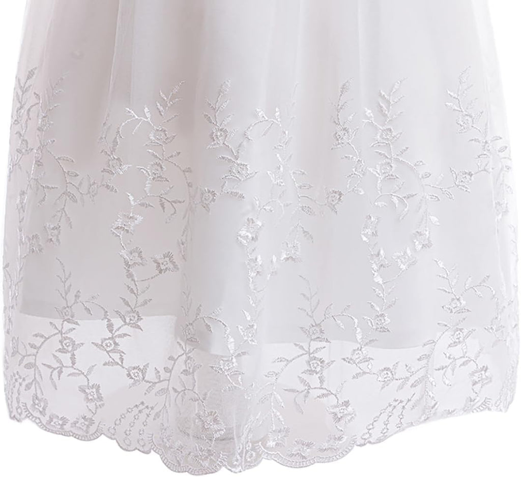 Baby Girls Baptism Dress Christening Lace Floral Embroidered Gown Outfit for Infant Toddler