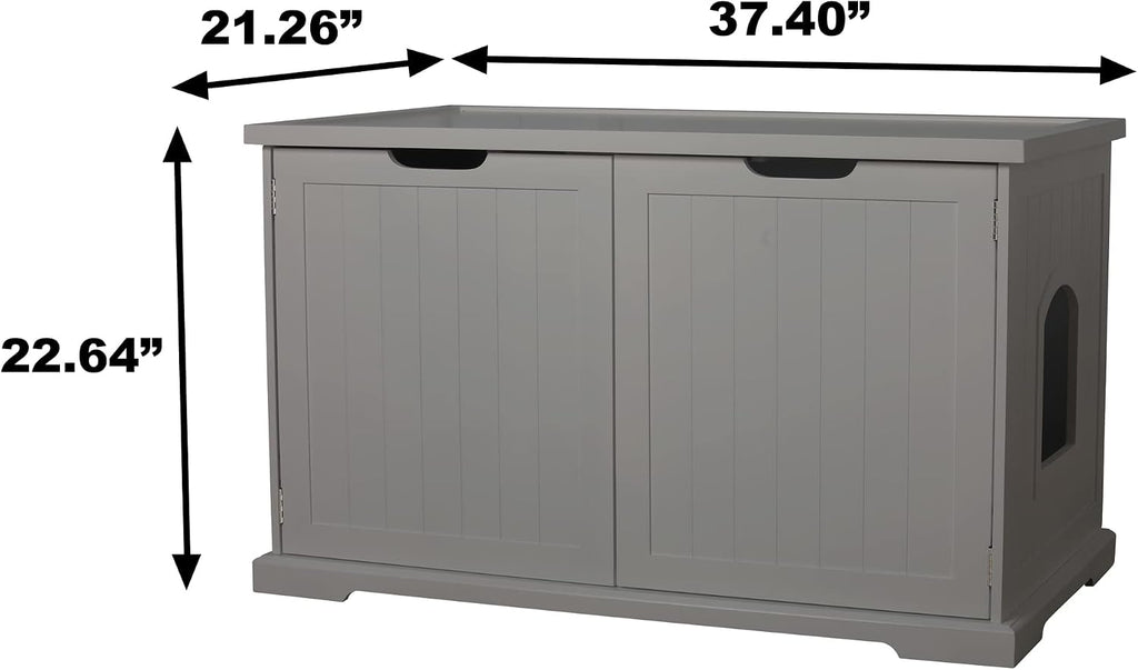 Cat Washroom Bench, Adjustable Partition, Gray