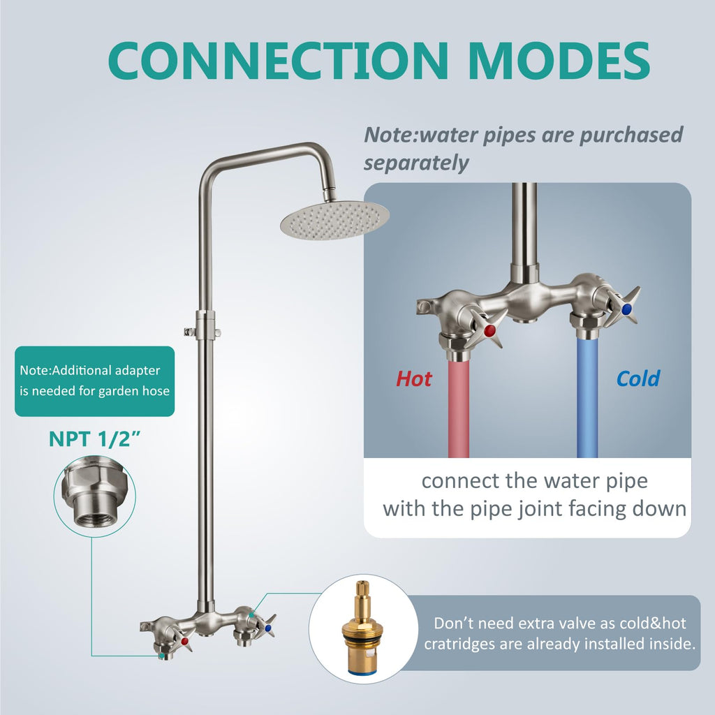 Outdoor Shower Kit 8 Inch Head,Brushed Nickel
