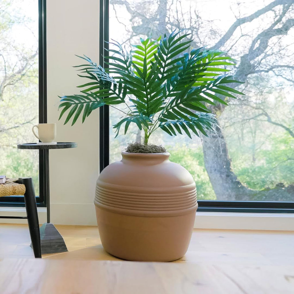 Hidden Litter Box Planter, Decorative Cat Litter Enclosure with Carbon Filter, Artificial Palm Plant
