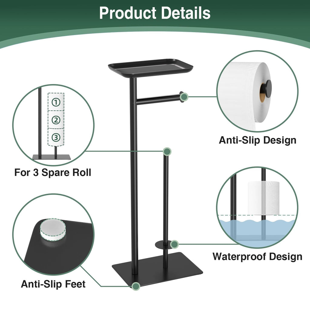 Toilet Paper Holder Stand with Top Storage Shelf