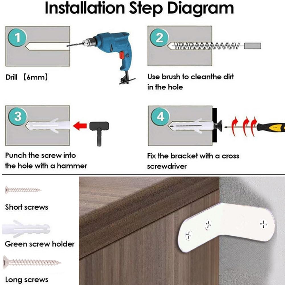 Dresser Anchors to Wall | Anti Tip Furniture Wall Anchor Kit for Baby Proofing 2 Installation Methods Safety Straps