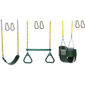 Jungle Gym Belt Swing, Ring Trapeze Bar & Full Bucket Toddler Swing