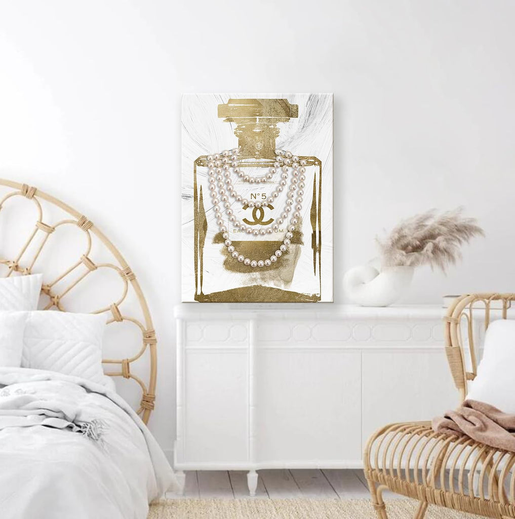 Vintage Perfume Bottle Canvas Wall Art Modern Luxury Posters Print Fashion Glam Poster Picture Make up Room Home