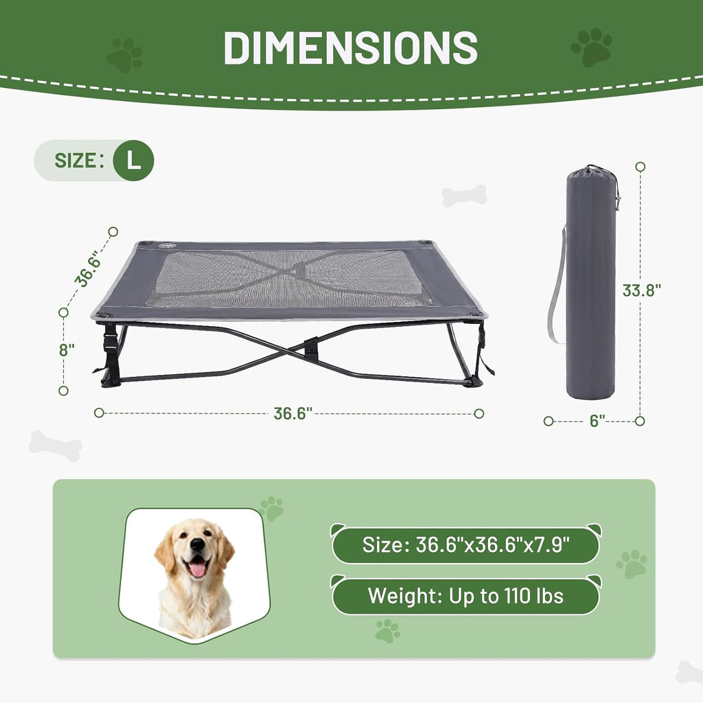 Outdoor Dog Bed, Cooling Elevated Pet Bed Portable Raised Dog Bed with Breathable Mesh, Dog Bed Foldable Dog Cot
